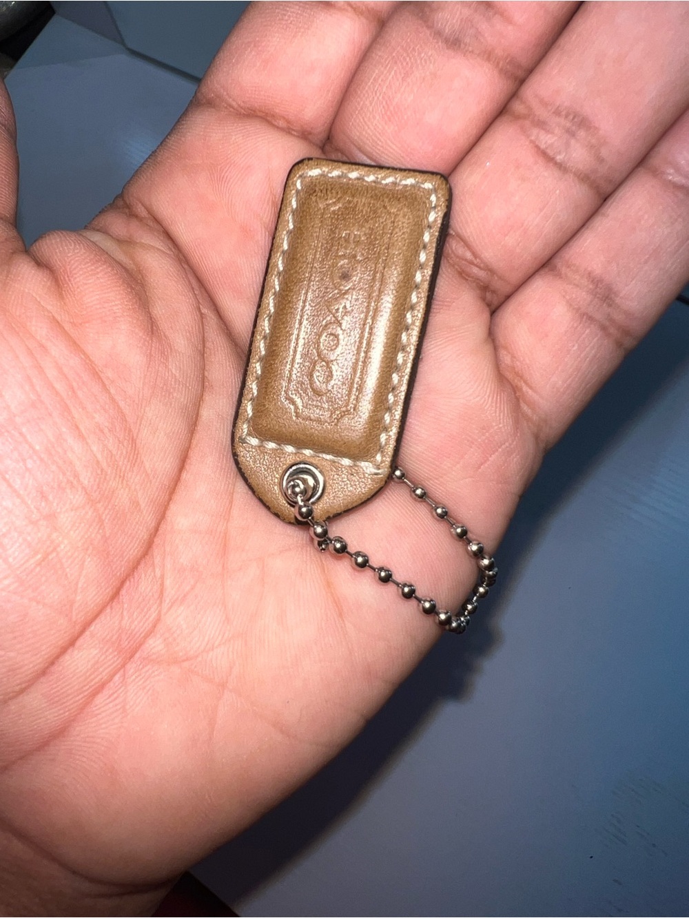COACH Tan Brown Leather Bag Tag